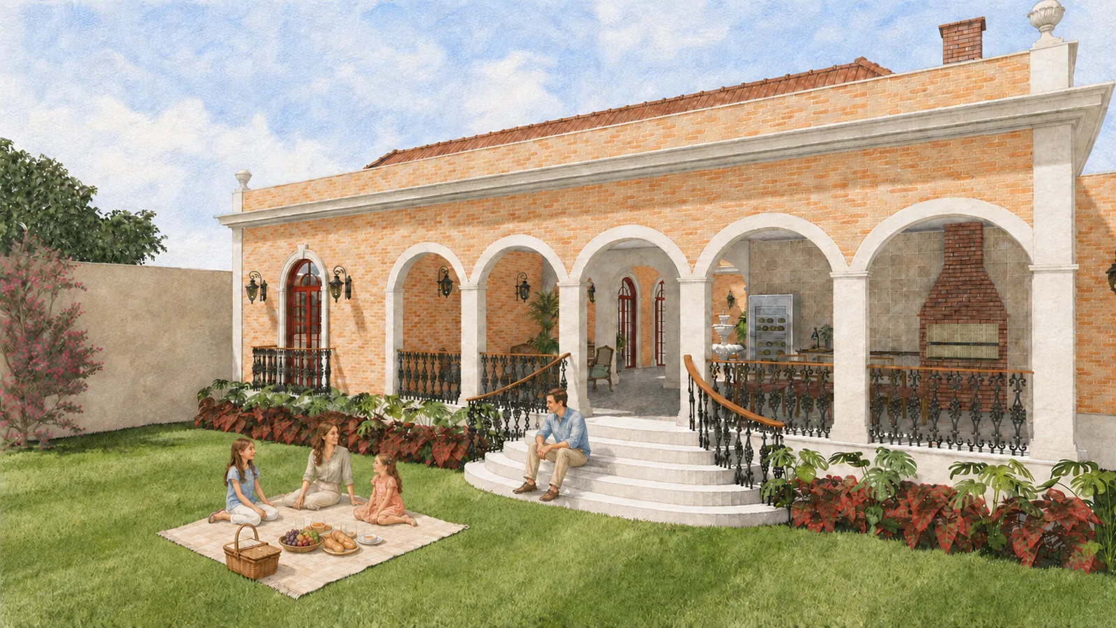 Fachada frontal de residência tradicional projetada por Marcela de Almeida Alvim