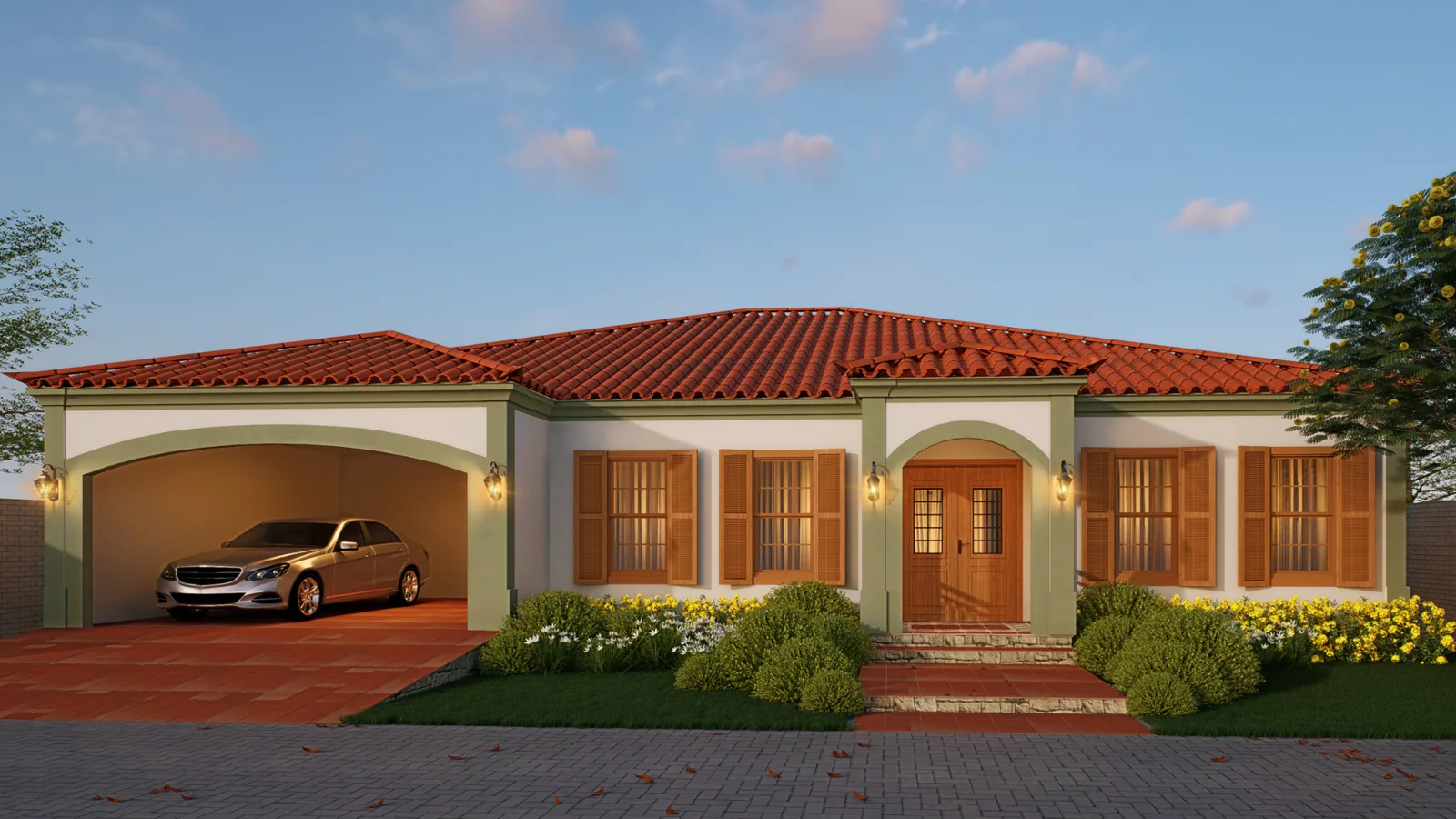 Fachada frontal de residência tradicional projetada por Marcelly