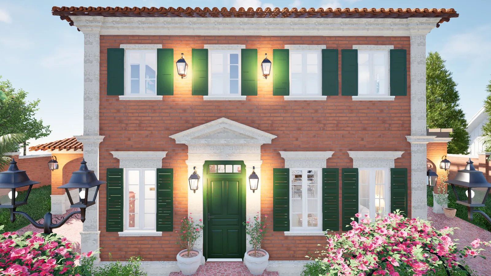 Fachada frontal da Villa Alvorada, projeto de Ninfa Milena